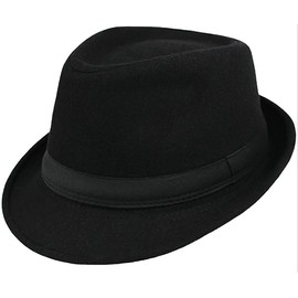 INOGIH Classic Felt Short Brim Fedora Hat Jazz Trilby Panama Hat for Men Women, black