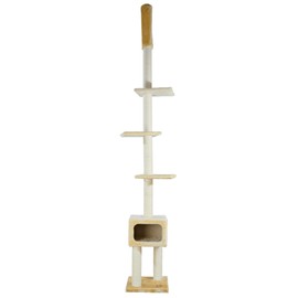 TRIXIE Santander Floor to Ceiling Cat Tower, Adjustable 96"-108" Height Sisal Cat Scratcher, Cat Condo, Platforms