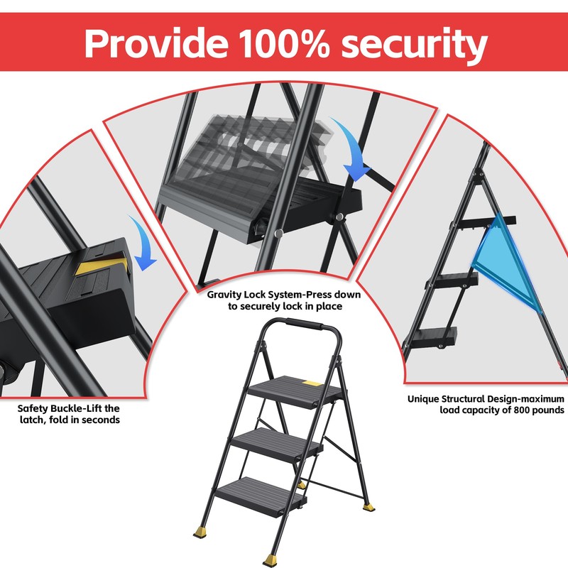 Step Ladder Foldable Folding Stool - for Home Adults Kitchen