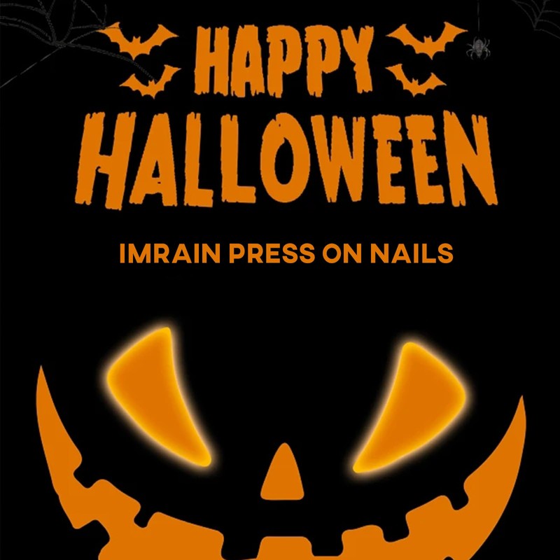 IMRAIN Press on Nails Short Square Fake Nails Pink Black