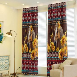 ZFRXIGN Cortinas aztecas del suroeste - Cortinas opacas para ventana de sala de estar y recámara, 63 pulgadas de largo, 2 paneles para decoración del hogar