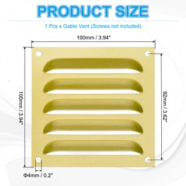 PATIKIL 4x4 Inch Aluminum Vent Cover, Screen Air Grille Ventilation Cover HVAC Louvered Grill for Home Kitchen Fireplace Bathroom Wall Ceiling, Gold