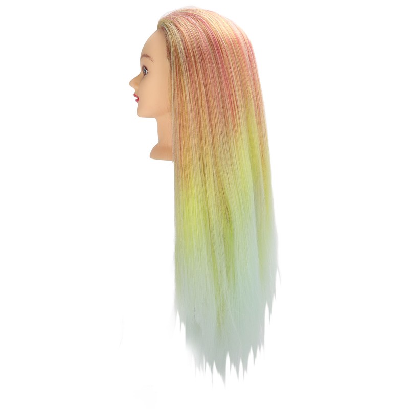 Hairdressing Mannequin Head Synthetic Braiding Hair Hairdresser Head Gradient Orange