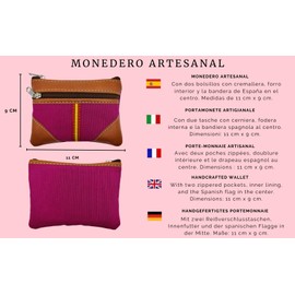 Spanish Spanish Coin Purse Handmade with Keychain and Accessory (Bracelet or Magnet), Rosa Spain, Classic