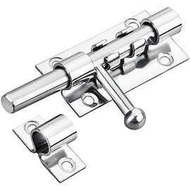 Litensh Heavy Duty Sliding Gate Latch Bolt Door Lock with Padlock Hole, 304 Stainless Steel Safety Barrel Gate Bolt Latch, 12mm Dia. Black (105MM Stainless Steel)