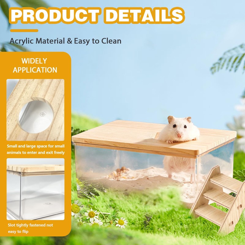 Quxddy Hamster Sand Bath Box Container, Hamster Bath Sand Gerbil