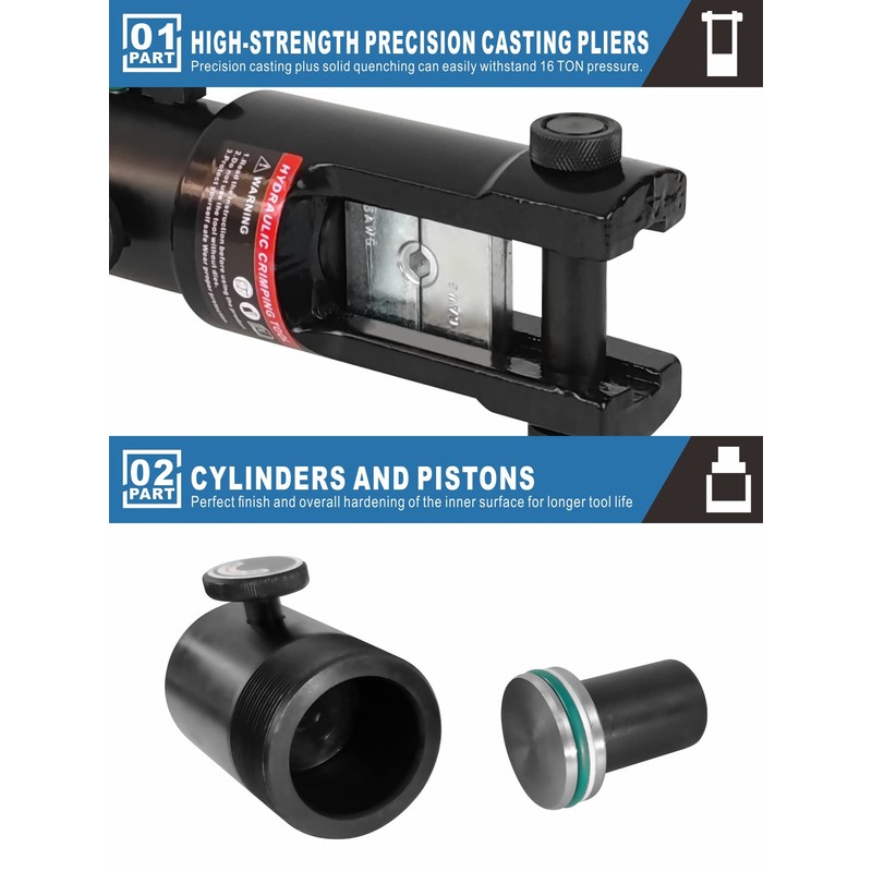 AMZCNC 12 Ton Hydraulic Wire Crimper Battery Cable Lug Terminal