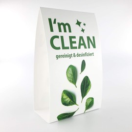 Table disinfected, hygiene and guest instructions for catering and solariums, wipe-clean, pack of 5.