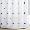 Allure Home Creation Dots Fabric Shower Curtain Pom Poms on