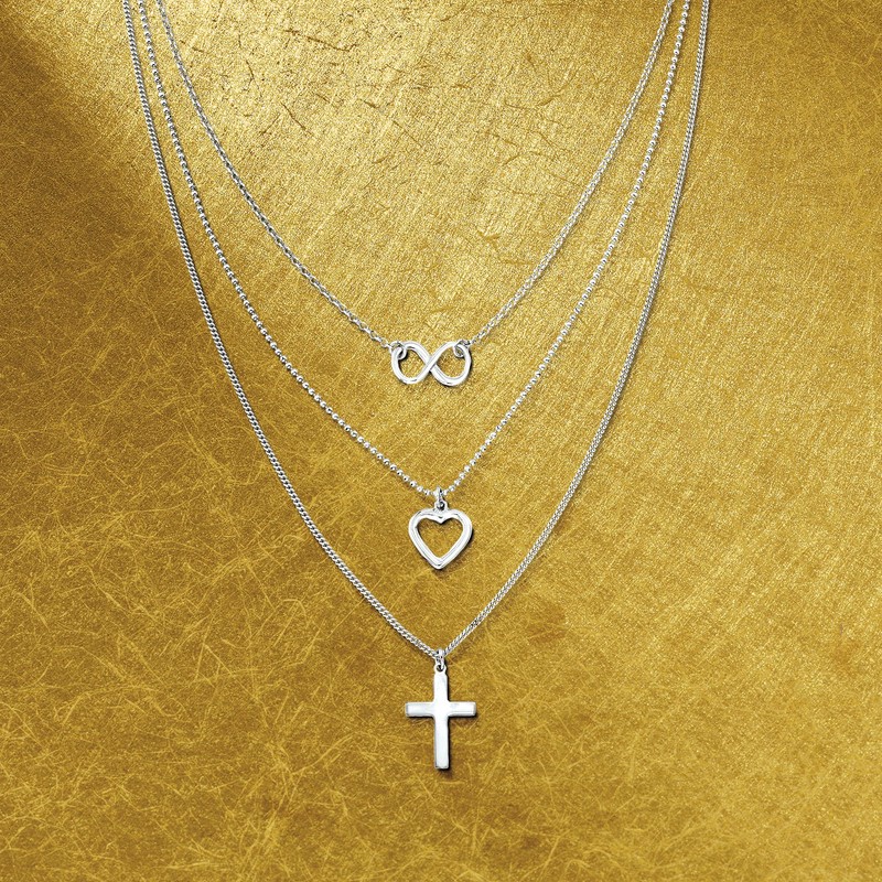 Ross-Simons Italian Sterling Silver Multi-Symbol Layered Necklace. 18 inches