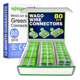 WAGO 221 Series Green Range 80pc Compact Splicing Wire Connectors | Includes (40x 221-422) (25x 221-423) (15x 221-425) | WAGO Green Connectors | 221 Lever Nuts Electrical | (2-Port) (3-Port) (5-Port)