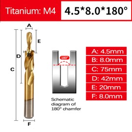 BIBFXAA Two Stage Step Drill Bit M3-M12 Screw Counterbore Twist Countersink Drill for Stainless Drilling and Chamfering（M12 90°） (M4 180°)