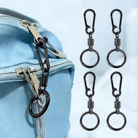 Oiissuz Zipper Clips Anti Theft Double Opening Small Zinc Alloy Carabiner Clips, Europe Travel Safety for Women, Easy to Use Suitable for Crossbody Bag, Backpack & Luggage, 4pack