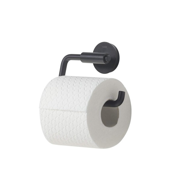 Tiger Urban Toilet Roll Holder, Stainless Steel, Black, 13.6 x 9.8 x 3.9 cm