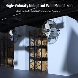 Simple Deluxe 20 Inch High Velocity 3 Speed, Black Wall-Mount Fan