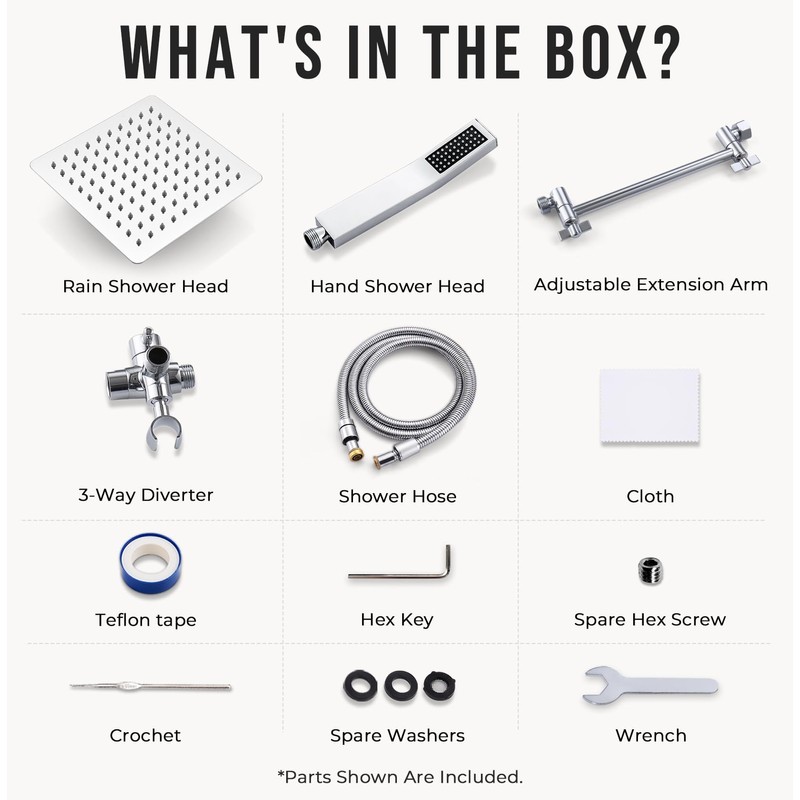 G-Promise All Metal 10" Dual Square Shower Head Combo |