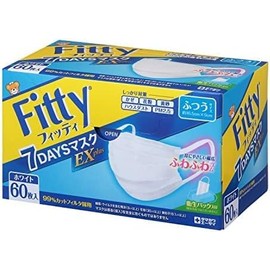 kurahooon 2個セット フィッティ 7DAYSマスク EXプラス ふつう 60枚入 kurahooon マスクケース付き M ホワイト