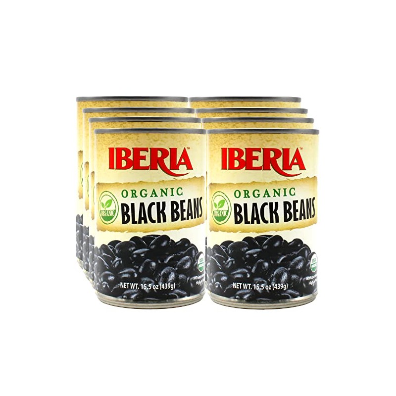 Iberia Organic Black Beans, 15.5 oz (Pack of 8)