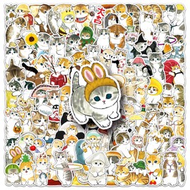 100 PCS Cute Hand-Painted Small Cat Stickers for Skateboard,Laptop,Phone,Luggage,Computer,Bicycle,Water Bottle Decals for Teens,Adults,Boys,Girls,Kids,Children Vinyl Waterproof Stickers