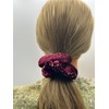 Velvet Hair Scrunchies Set, Burgundy with Rhinestones, Black Bow Hair