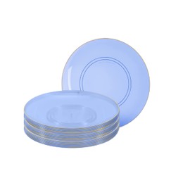 LUXE PARTY NYC Plastic 30 Pack Dinnerware Plates | Disposable| 7.5"| Salad Plate| Appetizer | Dessert| Partyware| Party Supplies | Holidays | Blue and Gold