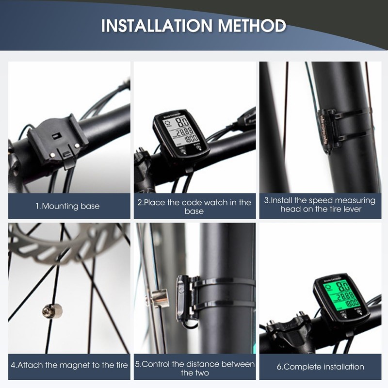 Vidacharmy 2.4 Inch Multifunctional Waterproof Bicycle Odometer with LCD Backlit