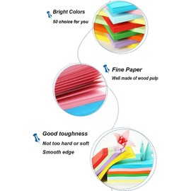 KissDate 3 Pack 150 Sheets 6 Inches Double-Sided Square Origami Paper Construction Paper Origami Star Paper Strips Origami Kit 50 Vivid Colors for Arts and Crafts Projects