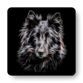 Fractal Artworks Belgian Shepherd, Belgian Groenendael Coaster with Fractal Art Design #1-2. Perfect Dog Owner Gift.