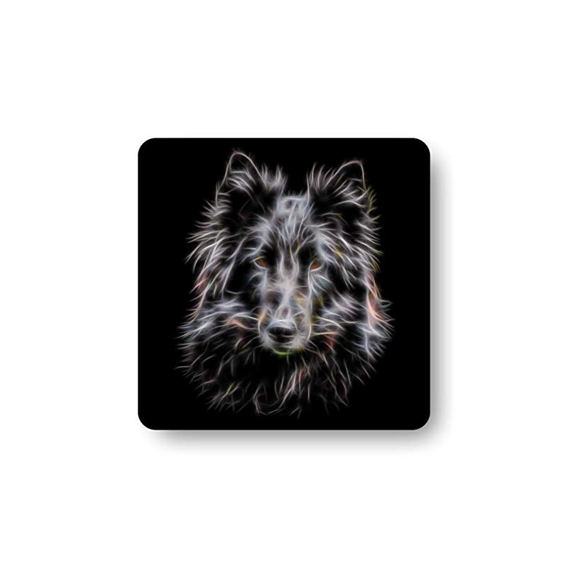 Fractal Artworks Belgian Shepherd, Belgian Groenendael Coaster with Fractal Art
