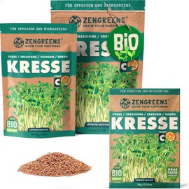ZenGreens® - Organic Cress Sprouts Seeds - Choose between 10g, 200g and 500g - Cress Seeds - Germination Rate of Over 96% - Cress Organic Seeds for Sprouting - Resealable Packaging