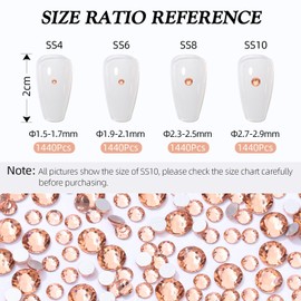 MEIBITE Meibite Champagne Flatback Rhinestones, Glass Rhinestones for Nail Art and Craft, Glue Fix, Loose Crystal Gemstones(Champagne, SS10, 1440pcs, 2.7-2.8mm)