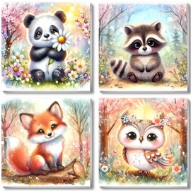 bleihum 4 Pack Animal Paint by Number for Kids with Wooden Frame-Animal Paint by Numbers for Kids Ages 4-8-12,Kids Paint by Numbers DIY Crafts Kits for Home Wall Decor Gifts(8X8inch)