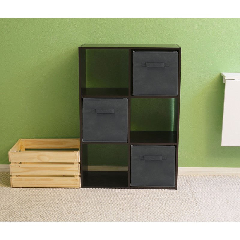 6 Pack - SimpleHouseware Foldable Cube Storage Bin, Dark Grey