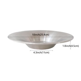 JMUSTTBO 2Pcs Stainless Steel Dinner Plates,10 inch Round Metal Dishes Salad Bowls,Spaghetti Serving Plates for Pasta Noodles,Unbreakable