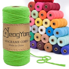 3mm Macrame Cord, Single Strand Macrame Cord 3mm x 109 Yards Thick String Macrame Yarn, Colored Natural Cotton Rope, Colorful Cotton Cord, Perfect Macramé Supplies for Wall Hanging Plant Hanger Crafts
