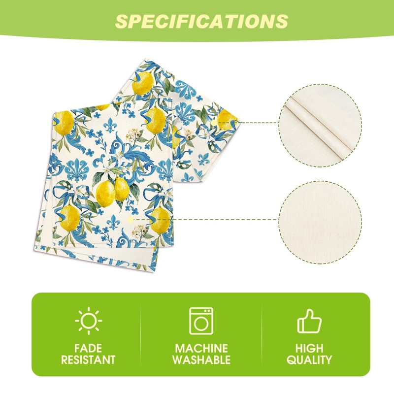 Artoid Mode Blue Lemon Iris Summer Table Runner, Seasonal Spring