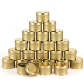 SONVIIBOX 24pcs Gold Candle Tins, 4oz, DIY Candle Making Kit, Storage Jars, Adult, Unisex, Traditional, Christmas