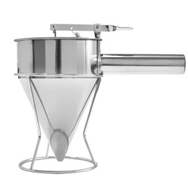 Stainless Steel Pancake Batter Dispenser, Funnel Dispenser with Stand, Kitchen Must Have Tool for Perfect Pancakes, Cupcake, Waffle, Muffin Mix, Cake & Crepe, Easy Pour Baking Supplies for Griddle