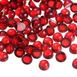 HARFINGTON 100pcs Cat Eye Resin Beads Cabochons 5mm Flatback Round Dome Beads Half Round Beads for Jewelry Making Clay Findings Craft Accessory Handcrafts, Dark Red