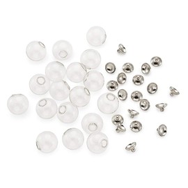 Craftdady 22pcs 18mm Hollow Clear Glass Blown Globe Beads Wish Ball Bottles with 3-5mm Mouth, 10mm Bails Include