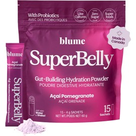 Blume SuperBelly Gut Health & Hydration, Sugar-Free, Açai Pomegranate, 15 Sticks