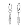 AeraVida Trendy Feather Flight .925 Sterling Silver Dangle Hoop Earrings