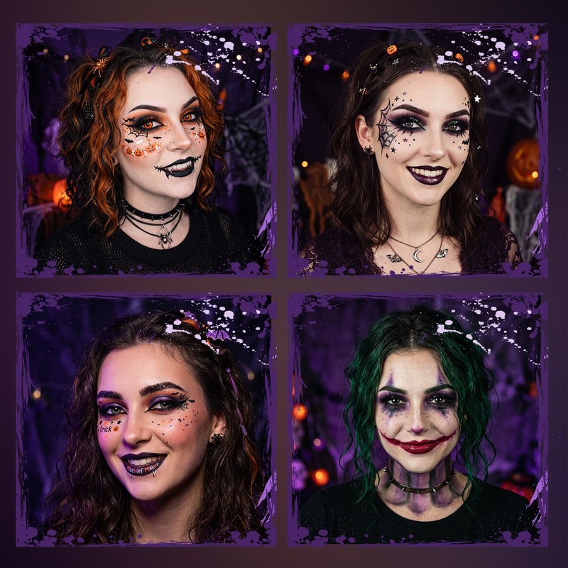 4PCS Halloween Matte Liquid Lipstick Set,Green Blue Black Lip Gloss