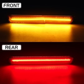 LED Front Rear Side Marker Lights for Dodge Challenger SRT Hellcat Redeye Widebody 2018-2022, R/T Scat Pack Demon Super Stock Jailbreak, Smoked Lens Amber Red Bumper Turn Signal