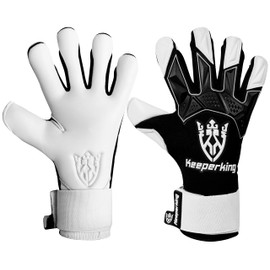 Keeperking GladiatorKing Negative Cut Professional Men's Goalkeeper Gloves with Professional Extreme Grip 4 mm (9, G-White-Black)