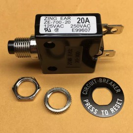 Zing Ear NEW Zing Ear 20 Amp Push Button Thermal Circuit Breaker 12-50VDC 125-250VAC 20A
