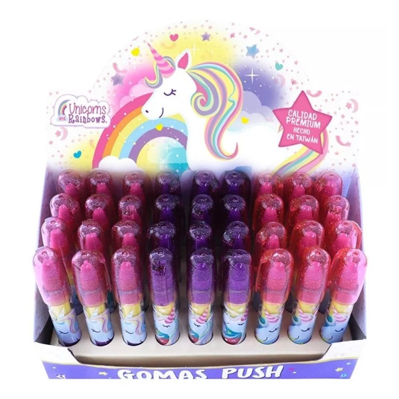 Sac Designs Gomas Push En Forma De Pluma 36 Piezas