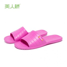 [Imported] Meili Bridge EVA Bathroom Slippers - Low Instep, Lightweight, Thin Sole, Mop-Style, Interior Couple Design Size 41 / Red 4ea