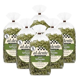 Al Dente Spinach Fettuccine – All-Natural, Hand-Crafted Egg Pasta. Traditional Pasta Noodles Made With Cage-Free Eggs, Semolina, and Spinach. Great for Pastas Soups Stews & More 12oz Bags (Pack of 6)