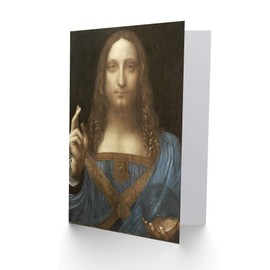 Da Vinci Salvator Mundi World Saviour Jesus Fine Art Greeting Card Plus Envelope Blank Inside